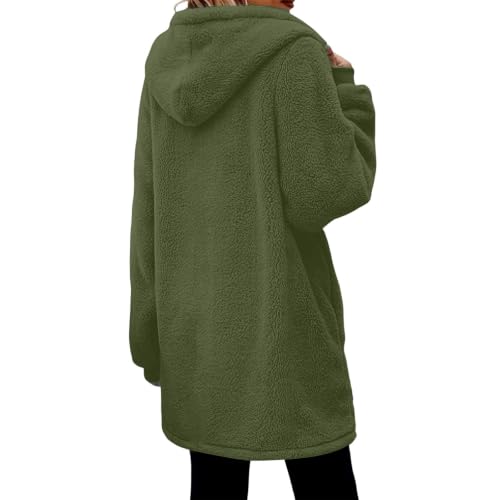 Women’s Plush Hoodie Jacket Fuzzy Zip Up Coat Long Sleeve Winter Outerwear - image 9