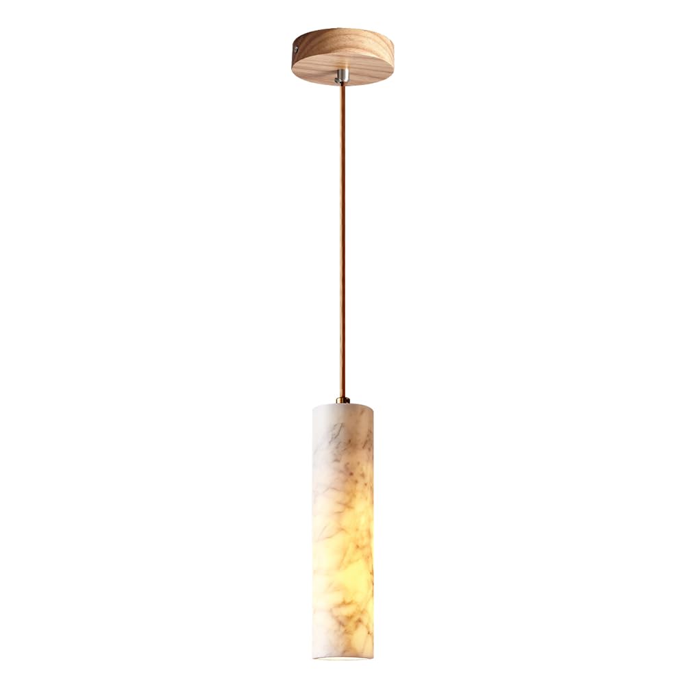 GUOGUOSM 9.8in Natural Marble Pendant Lamp, Nordic Minimalist Style Hanging Light, Creative Single Head Chandelier, Bedroom Kitchen Island Corridor Decorative Lighting Fixtures