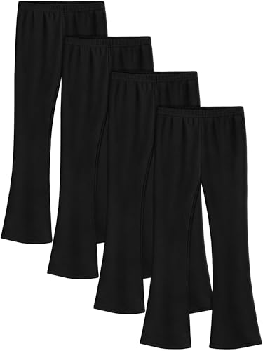 4 Pack Girls Cotton Flare Leggings Kids High Waist Bell Bottoms Leggings Boot Cut Yoga Pants for Girls 2–14 Years
