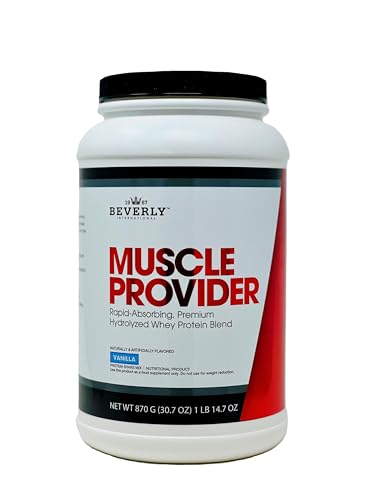 Beverly International Muscle Provider, 30 Servings, Vanilla. Super-Fast-Absorbing Whey Protein Powder for Recovery, Lean Muscle. Fills Your Muscles, not Your Stomach. Tastes Like Ice Cream
