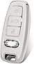 OFFCURVE for Audi Key Fob Cover, Premium Soft TPU 360 Degree Full Protection Key Shell Case Compatible with 2018-2022 A6 A7 A8 E-Tron Q8 SQ8, 2020 2021 2022 A3 Q7 S3 S6 SQ7 RS6 S7 RS7 OFF-I-WHITE