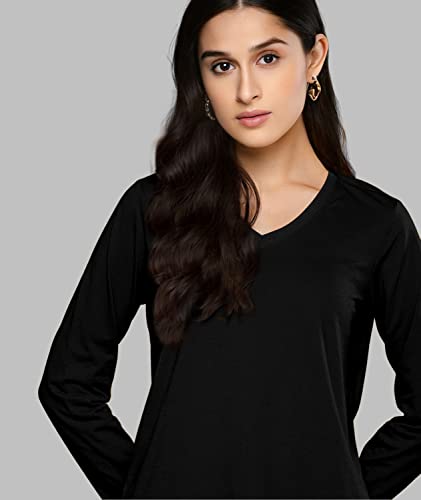 Image of Premium Plain Women V Neck Full Sleeves Cotton Tshirt. Festive,Offer,Discount,Sale,Limited Edition, Trending Tees and Tshirts.