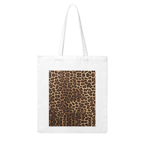 Leopard Print Print Canvas Shopping Bag Reusable Eco-Friendly Handbag With Large Capacity For Everyday Use
