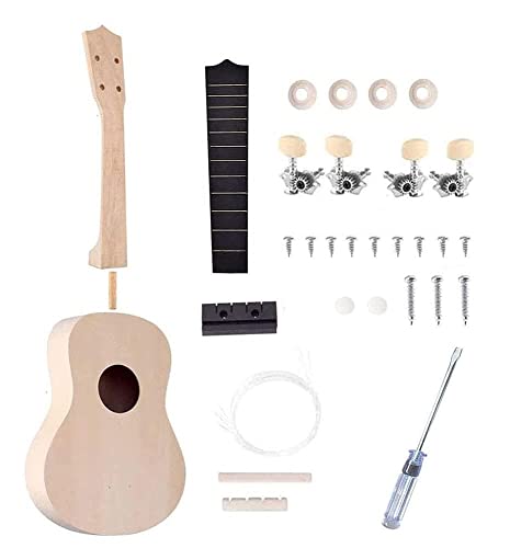 Jiayouy Diy Ukulele Kit 21Inch Build Your Own Hawaii Ukulele Kit With Installation Tools Painting Soprano Ukuleles For Kids Students Beginners Gifts cover