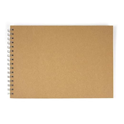 Rayher 8160900 Álbum Scrapbooking con Anillas, apaisado, tamaño DIN A4, 30 Hojas de 190g/m2, Tapas de Papel maché, 21x30cm