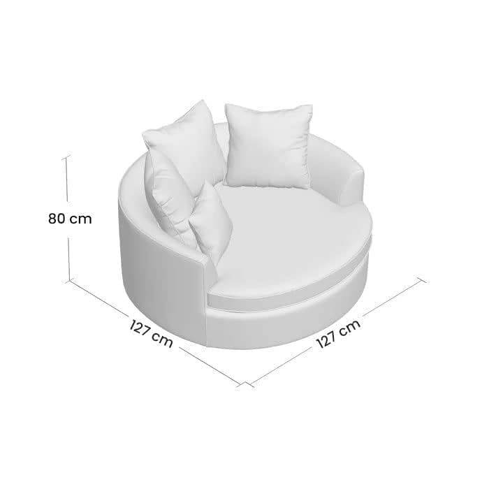 Image of SOFALIZE - Modern Barrel Accent with Pillows Round Sofa Modern Combines Contemporary Design Oversize Arm Chair Cozy Club Chair for Bedroom, Living Room, Lounge, Hotel & Office Hallways Sofa (Grey)