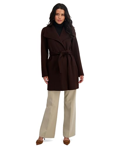 Image of TAHARI Women's Double-faced Luxury Soft Wool Blend Peacoat- Wrap Wool Coat With Removable Belt