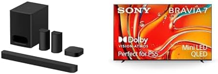 Sony 75" Mini LED 4K TV (K-75XR70) & BRAVIA Theater System 6 5.1ch Home Theater Sound Bar Bundle with Subwoofer and Rear Speakers