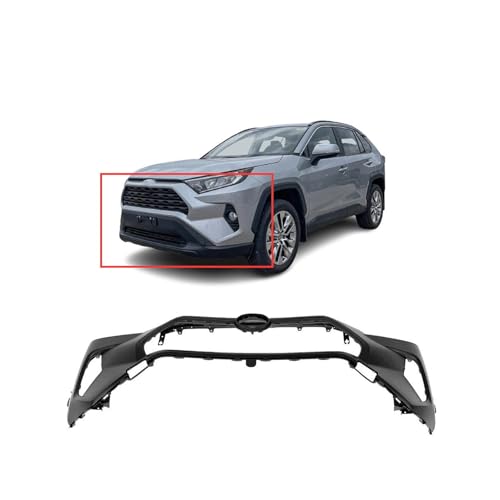 Image of FitParts Compatible with Toyota RAV4 2019-2024 Front Bumper Cover | Primed, Without Parking Sensor Holes, With Tow Hook Hole, Hybrid, Ready to Paint, OEM 521194A916, TO1000451