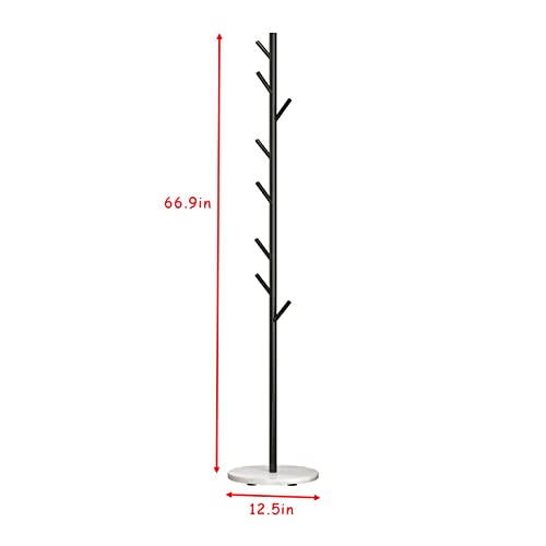 Doorxifo Black Coat Racks, Metal Coat Rack Freestanding With Hooks, Entryway Coat Rack Stand, Coat Racks With Marble Base, Coat Tree For Hanging Clothes, Hats, Bags #TOP3