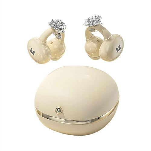 Image of Open-Ear Headphones with Butterfly Earrings, Ultra-Comfort & Snug Fit Clip On Earbuds, Luxury Bluetooth 6.0 Wireless Headphones Clip-ons Sports Earphones Fit Gym Earphones Open Ear Buds (rice white)