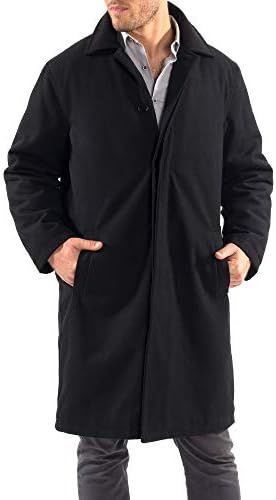 Alpine Swiss Zach Mens Wool Trench Coat Knee Length Overcoat Black 2XL