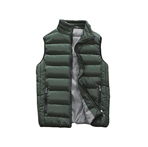 Gilet d'hiver rembourré épais pour homme contre le froid vert M