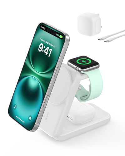 Belkin UltraCharge 3 in 1 Magnetic Wireless Charger with Qi2 25W - White