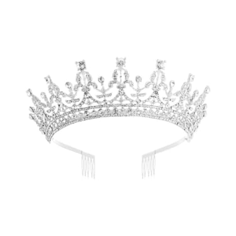 Silver Rhinestone Tiara Crown Crystal Crown Rhinestone with Comb Wedding Bridal Rhinestone Crown, Suitable for Girl Birthday Carnival Party Holiday Celebration Cover
