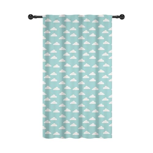 YONGFOTO 117x183cm Cortinas filtrantes de luz para Dormitorio Infantil Escandinavo Nubes Blancas Bolsillo para Barra Cortinas para Vivero Jardín de Infancia 1 Panel