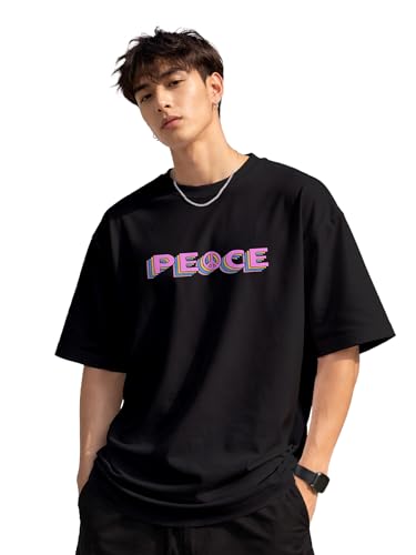 Image of fanideaz Mens Oversized Printed Half Sleeve Branded Cotton T-Shirt for Mens || Back Printed t Shirts for Men || Oversized t Shirts for Men