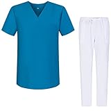 misemiya - uniformi unisex set camice – uniforme medica con maglia e pantaloni uniformi mediche camice uniformi sanitarie - ref.g713-6802 - x-small, turchese 68