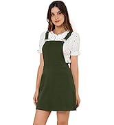 Allegra K Women's Adjustable Strap Suspender Skirt Pocket A-Line Pinafore Overall Dress