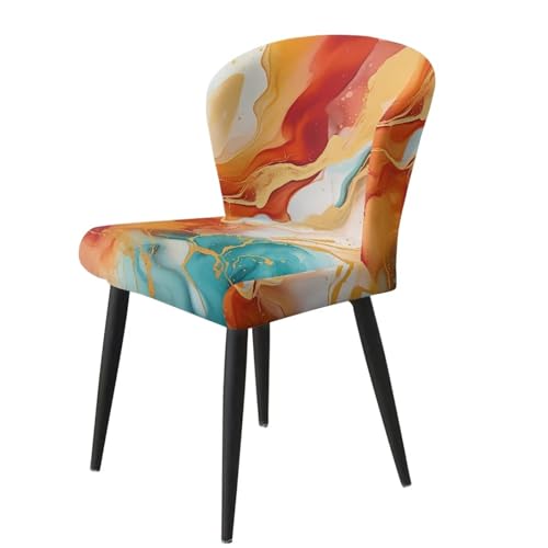 Image of Red Marble Bar Stool Seat Covers Washable Swivel Bar Stool Covers Slipcovers Soft Square Barstool Covers Slipcovers with Back Set of 2