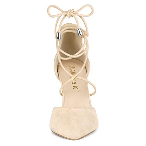 Image of Allegra K Women's Pointed Toe Chunky Heels Lace Up Sandals Pumps