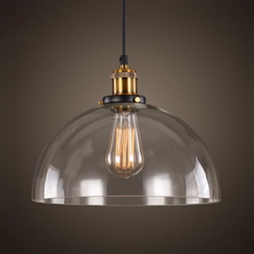 LIGINOK Luminaire Suspension Vintage Industriel Lustre en Verre E27 Abat-jour en Verre Lampe Suspendue Eclairage de Plafond pour Chambre Salon Cuisine...