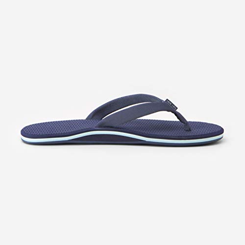 Image of Hari Mari Dunes Women's Rubber Flip Flops, Navy, Size 6 | Non-Slip, Water-Resistant, Memory Foam Straps, Arch Support