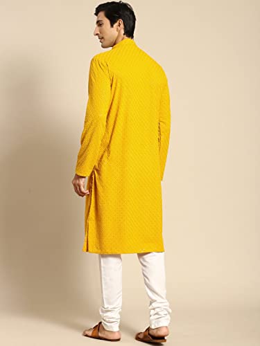 Image of Rajubhai Hargovindas Men Chikankari and Sequin Work Kurta