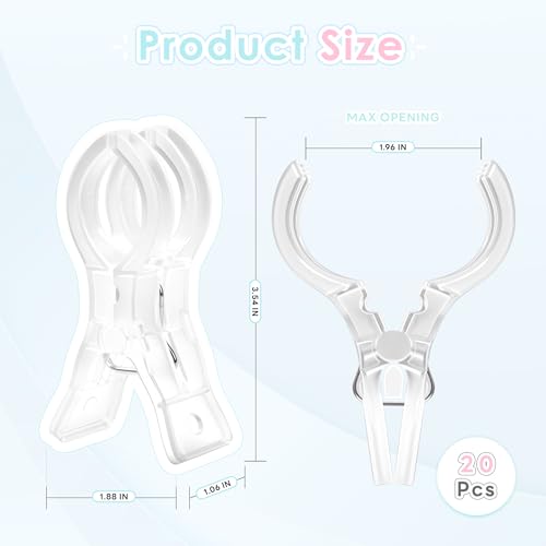 Image of RELBRO Spring Clamps, 3.5 Inch Clear Plastic Clip, Invisible Design, 20 Pcs | ABS Plastic, Anti-slip, Strong Grip, Practical Daily Tools, for Balloon Arch Backdrop Craft Decoration Projects