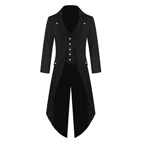 Rera Men's Steampunk Vintage Tailcoat Jacket Gothic Victorian Coat Halloween Uniform Costume(Black,S) steampunk buy now online Rera Men's Steampunk Vintage Tailcoat Jacket Gothic Victorian Coat Halloween Uniform Costume(Black,S) steampunk buy now online