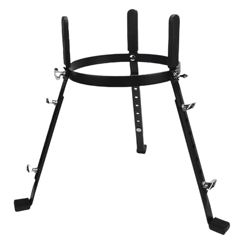 Conga Drum Stand, Black Color Iron 20.67-26.77in Adjustable Height Non Slip Conga Drum Basket Rack for Performance, Bongo Stands Suitable Size 10.63in, Secure Locking
