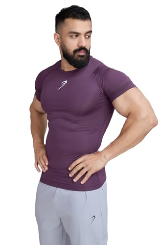 Image of FUAARK Men's Half Sleeve Compression T-Shirt - Athletic Base Layer for Fitness