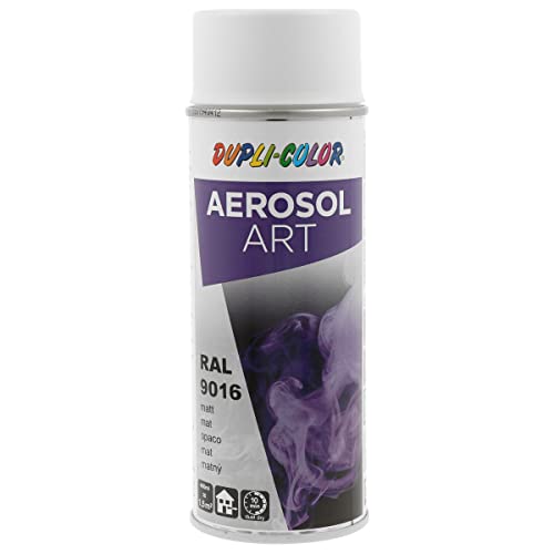 DUPLI-COLOR AEROSOL ART RAL 9016 verkehrsweiß matt 400 ml, Spraylack für vielseitigen Einsatz, schnelltrocknend, hohe Deckkraft, für Innen- und Außenbereiche geeignet