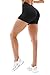 Vertvie Damen Gym Shorts V Cross Stretch Push Up Yoga Shorts Booty Scrunch Fitness Hosen Kurz High Waist Nahtlos Workout Sportshorts Butt Lift Kurze Leggings Sommer (Schwarz, M)