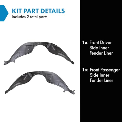 Image of TRQ Front Inner Fender Liner Set Compatible with 2013-2018 Lexus ES300h ES350 LX1248119 LX1249119