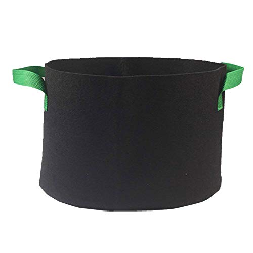 Gallon Grow Bags Aeration Fabric Plant Pots with Green Handles for Plants Nonwoven Grow Bag Garden Planter Bag Potato Flower Hydroponics Pot Containers Black