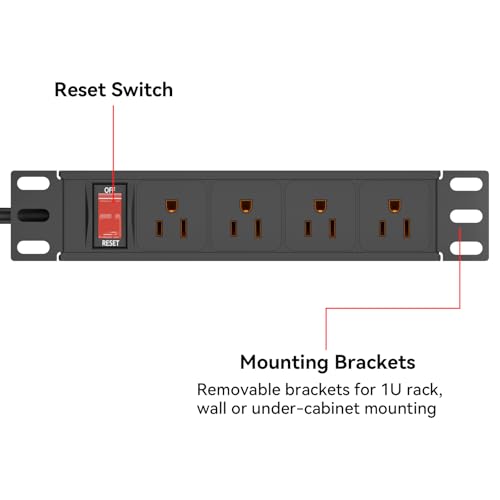 Unidad de distribución eléctrica Rack PDU de 10 pulgadas 1U con 4 tomas y cable de 1,8 metros miniatura 5