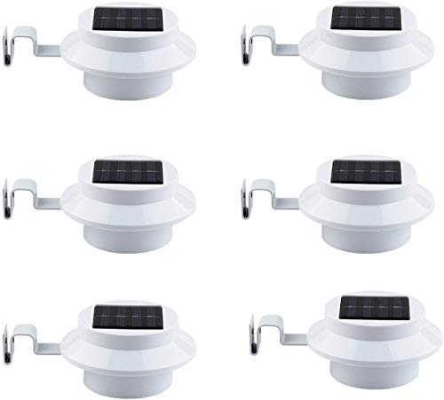 Ulalaza 6Pcs Extérieure Solaire Gouttière Lumières Smart LED Night Light pour Yard Allée Pelouse Pathway (Blanc)