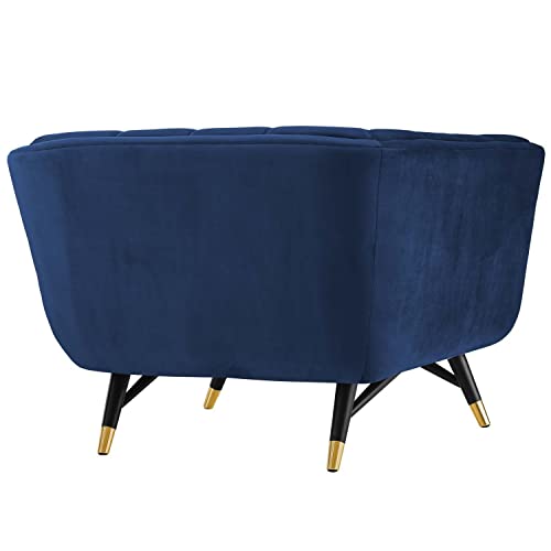 Modway Adept Mid-Century Modern Velvet Upholstered Tufted Accent Arm Lounge Chair In Midnight Blue #TOP4