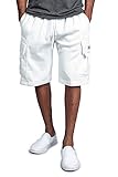 G-Style USA Men's Solid Fleece Heavyweight Cargo Shorts FS76 - White - 2X-Large