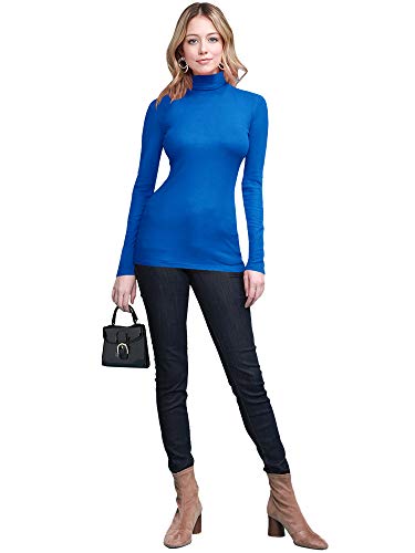 Image of Lock and Love Women's Turtleneck Top Lightweight Long Sleeve Slim Fit Pullover, Soft Rayon Stretch Layering Basic, S-3XL