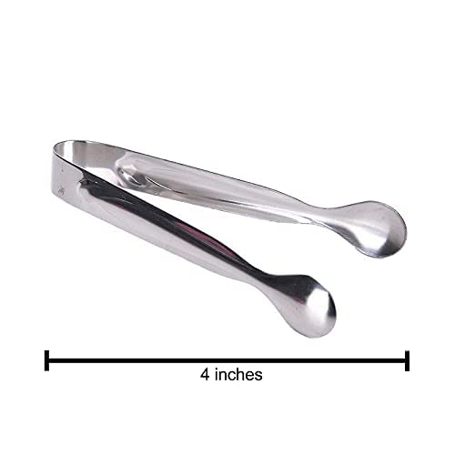 GAFFEL 1 Pc Stainless Steel Mini Sugar Cube Tong| Ice Tong| Sugar Cube Picker/Candy Serving Tongs for Coffee Tea Sugar Ice Cube Appetizer Kitchen Serving 4 Inch', Silver 1