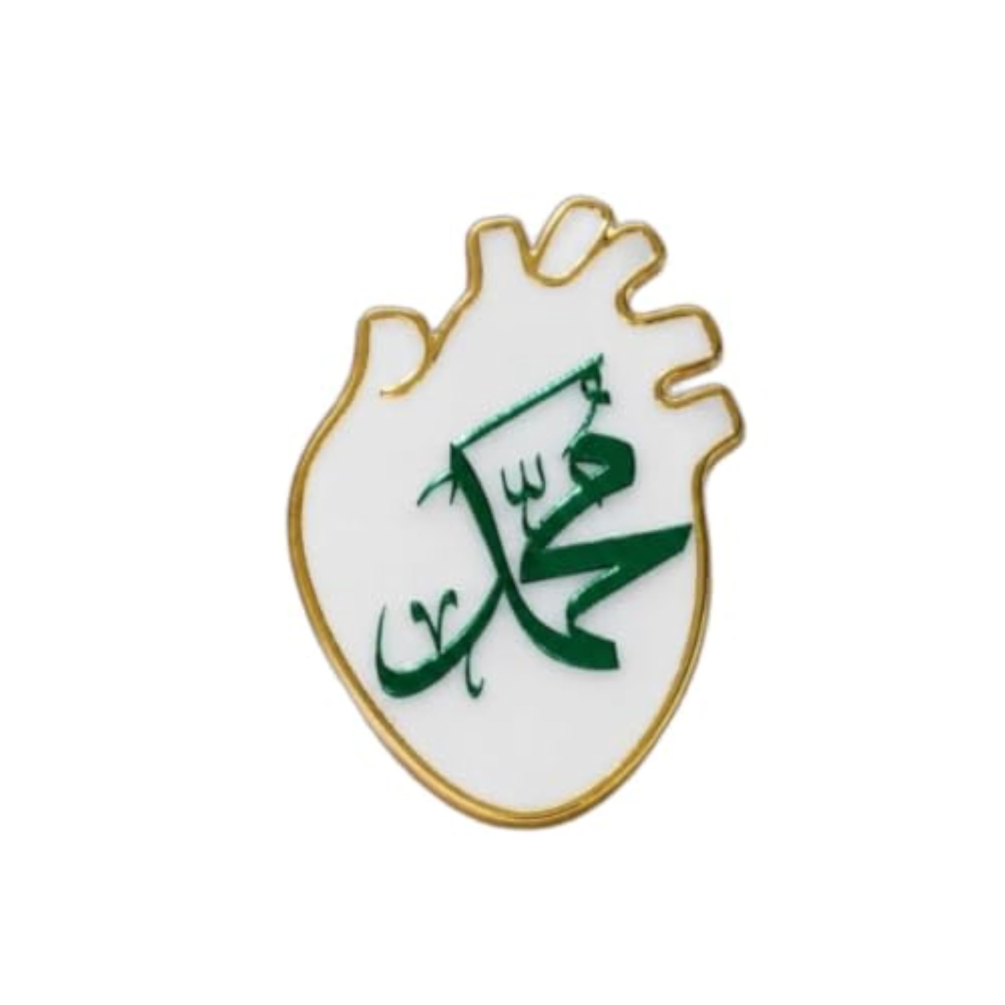 Islamic Heart-Shaped White & Gold Brooch