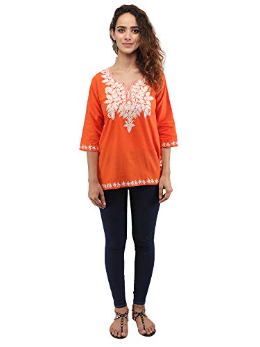 Image of QAZMI Women's Regular Kashmiri Embroidered Cotton