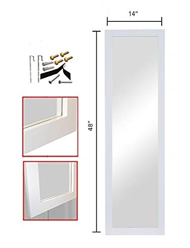 ProDecor Quality Furniture Wood Frame Full Length Wall Mirror, Over The Door Mirror