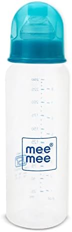 Mee Mee Baby Plastic Feeding Bottle 250Ml |BPA-Free Baby Milk Bottle with Eazy Flo Technology, Anti-Colic Valve, Non Toxic and Ergonomic Design for New Born/Infants/Toddler Upto 3 Years (Blue)