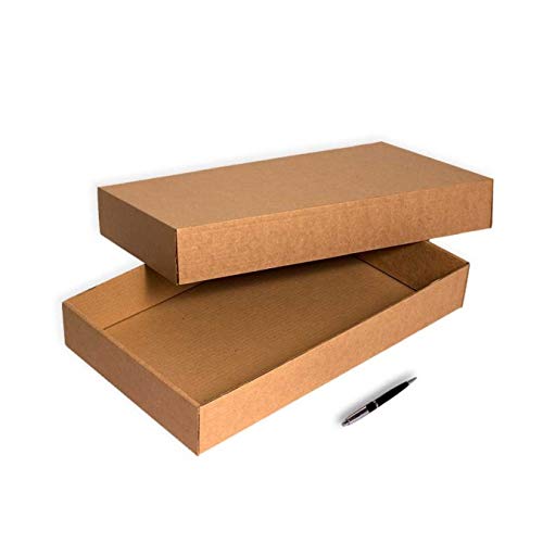 Pack 50 Cajas para envíos 505x295x075mm. Caja de cartón Kraft Color marrón. Caja telescópica en dos partes Fondo + Tapa