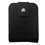 Leather Lipstick Case With Mirror - Portable Waterproof Cosmetic Bag Organizer and Holder for Travel, Women and Girls (Black)