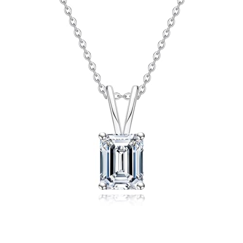 AnuClub Emerald Cut Moissanite Pendant Necklace