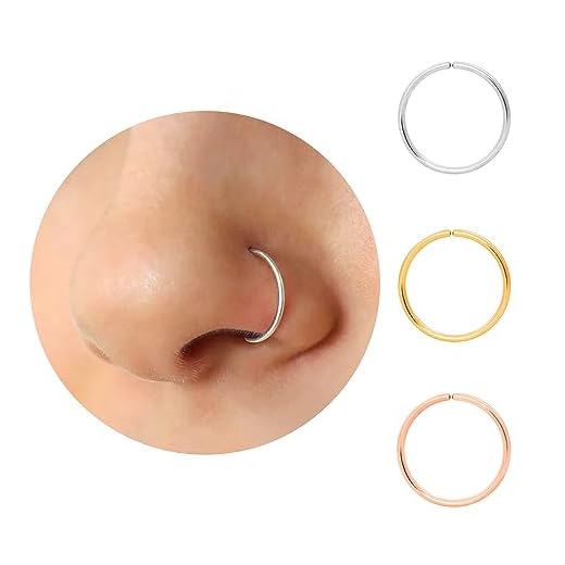 Sterling Silver Small Nose Rings Hoops for Women/Men, 22g, 8mm, Handmade Thin Septum Rings, Tiny Nose Piercings, 22 Gauge Nose Jewelry
